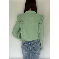 Groene ruffle blouse