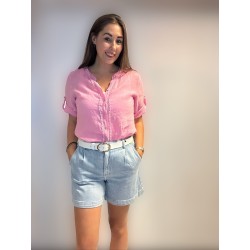 Linnen blouse roze