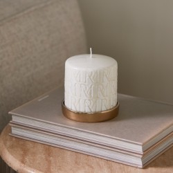 RM Monogram Pillar Candle wit 9,5x10